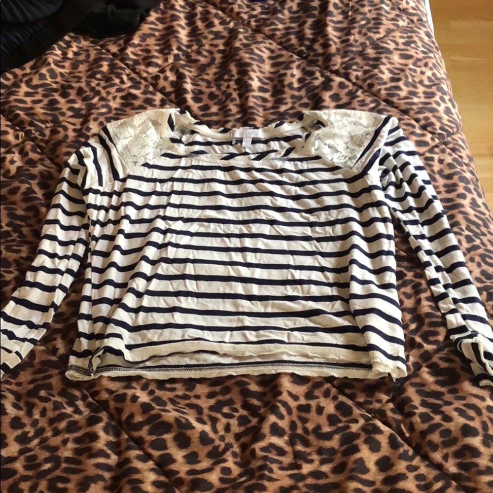 Navy blue and white striped longsleeve top